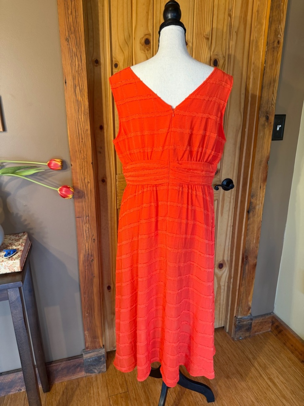 Nanette Lepore Janell Calypso Red V-Neck Midi Dress - Picture 4 of 8
